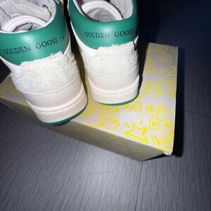 Golden Goose Cream and Green Sneakers Size 5 Toddlers $120 only wore once